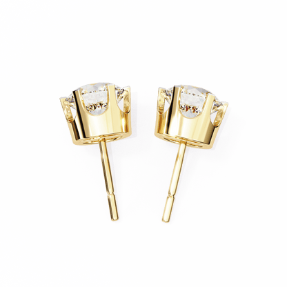 2.5 Carat each 6 Prong Round Lab Solitaire Earrings