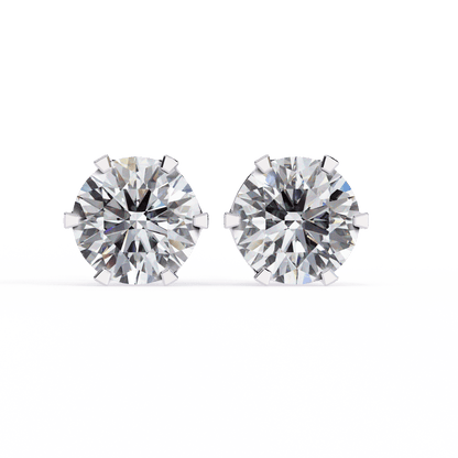 2.5 Carat each 6 Prong Round Lab Solitaire Earrings