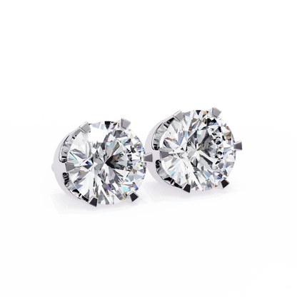 2.5 Carat each 6 Prong Round Lab Solitaire Earrings