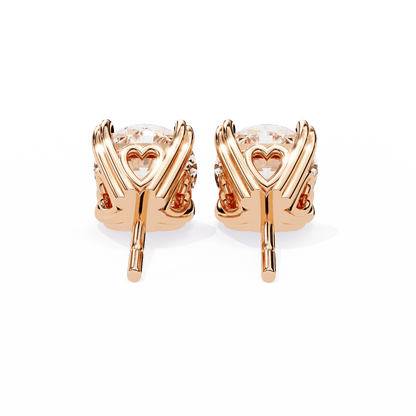 4 Carat Each Classic Round Lab Solitaire Earrings