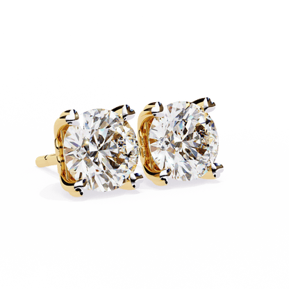 4 Carat Each Classic Round Lab Solitaire Earrings