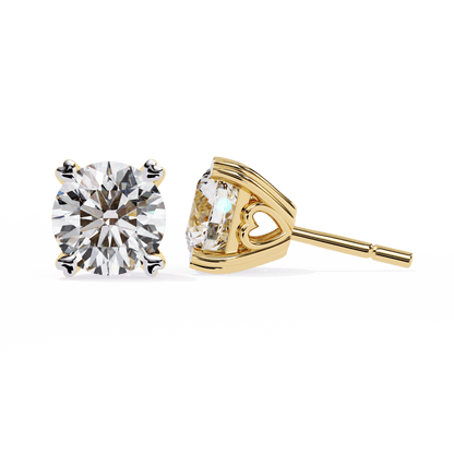 4 Carat Each Classic Round Lab Solitaire Earrings