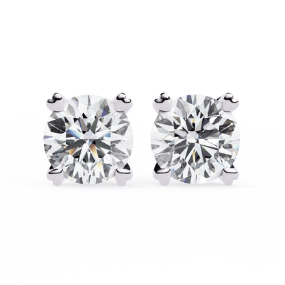 4 Carat Each Classic Round Lab Solitaire Earrings