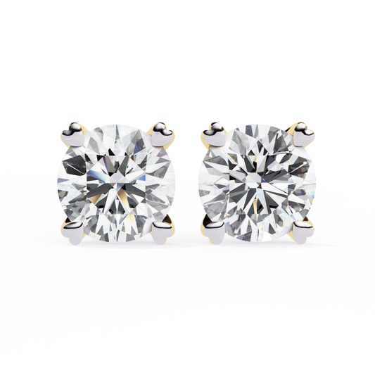 4 Carat Each Classic Round Lab Solitaire Earrings
