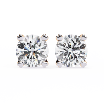 4 Carat Each Classic Round Lab Solitaire Earrings