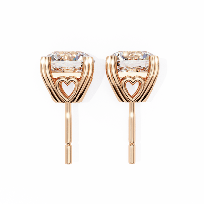 4 Carat Each Classic Round Lab Solitaire Earrings
