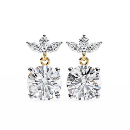 Marquise Round and Pear Large Solitaire Earrings