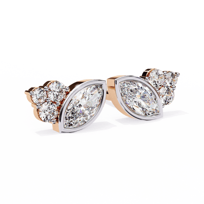 Marquise n Round Winged Solitaire Earrings