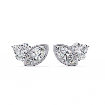 Marquise n Round Winged Solitaire Earrings