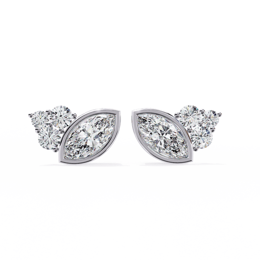 Marquise n Round Winged Solitaire Earrings