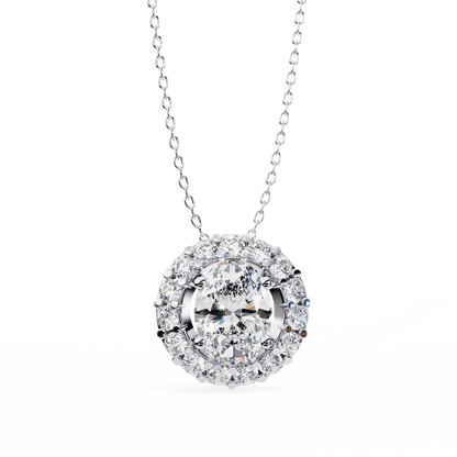 Ritzy Oval in Round Solitaire Pendant