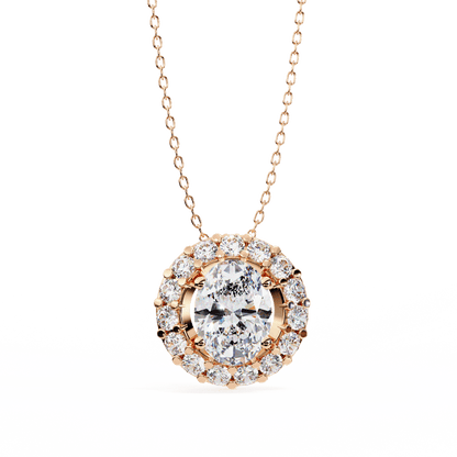 Ritzy Oval in Round Solitaire Pendant