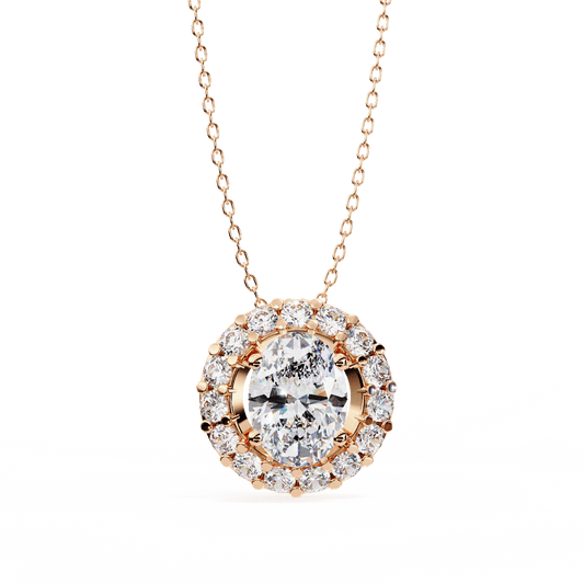 Ritzy Oval in Round Solitaire Pendant