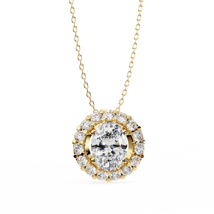 Ritzy Oval in Round Solitaire Pendant