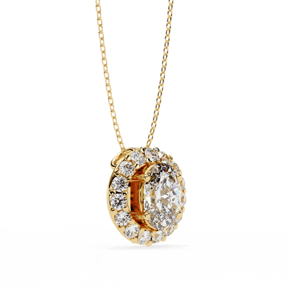 Ritzy Oval in Round Solitaire Pendant
