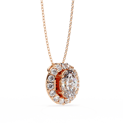 Ritzy Oval in Round Solitaire Pendant