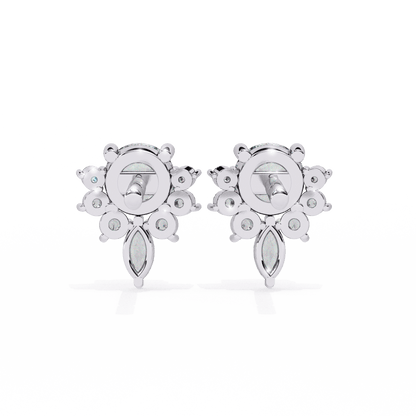 Ferns and Flower Diamond Earrings