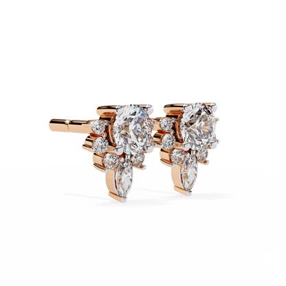 Ferns and Flower Diamond Earrings