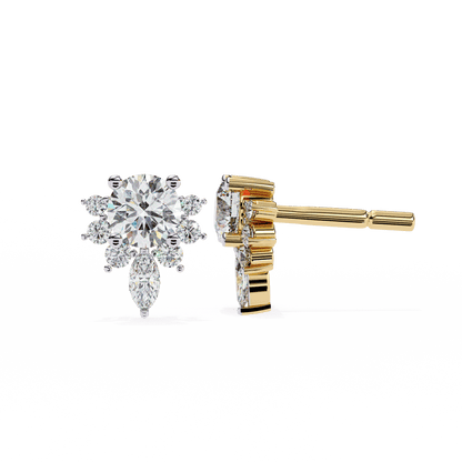 Ferns and Flower Diamond Earrings