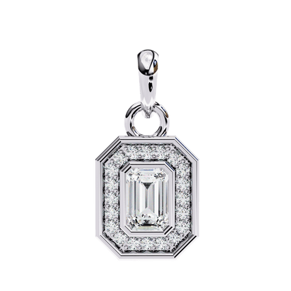 Octagon Shape Emerald Halo Pendant