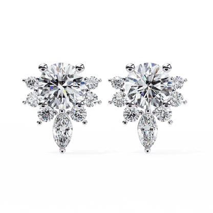 Ferns and Flower Diamond Earrings