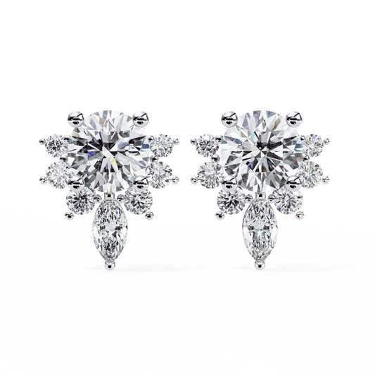 Ferns and Flower Diamond Earrings