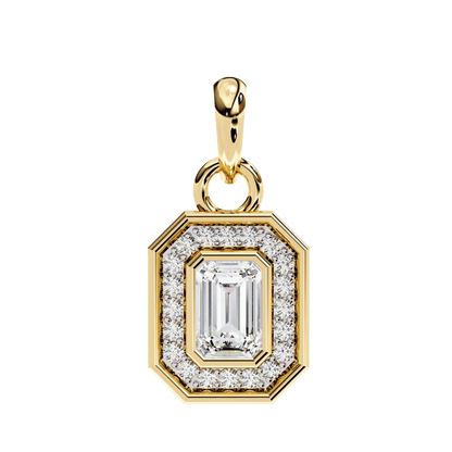 Octagon Shape Emerald Halo Pendant