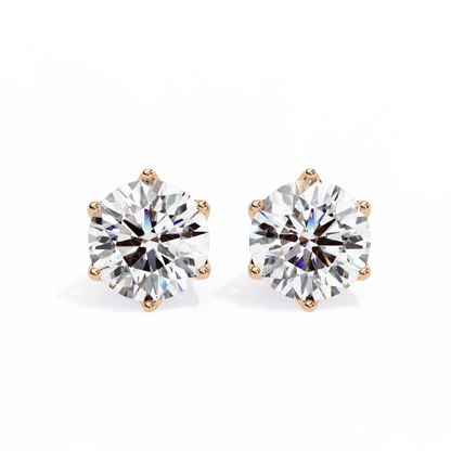 1.50 carat each 6 Promd Round Solitaire Studs