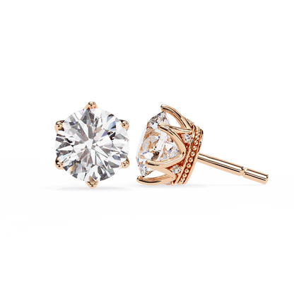 1.50 carat each 6 Promd Round Solitaire Studs