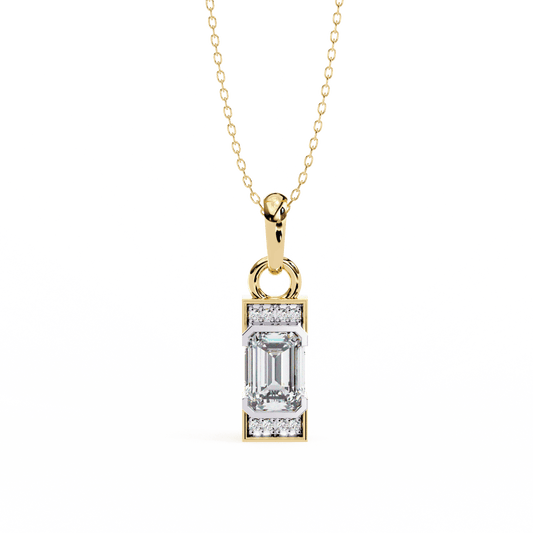 1.02 Emerald Soliatire and Round Pendant