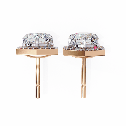 Hexagon 1.94 Carat Round Solitaire Studs