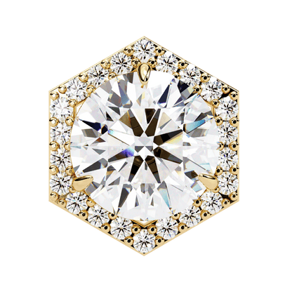 Hexagon 1.94 Carat Round Solitaire Studs