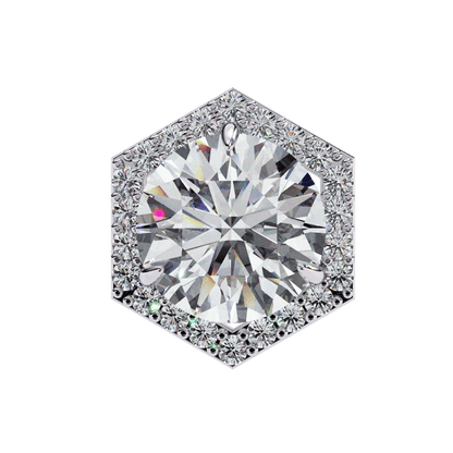 Hexagon 1.94 Carat Round Solitaire Studs