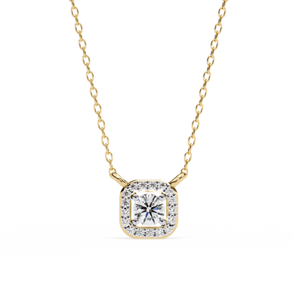 Radial Squared Round Solitaire Pendant