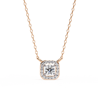 Radial Squared Round Solitaire Pendant