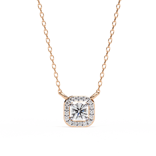 Radial Squared Round Solitaire Pendant