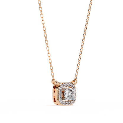 Radial Squared Round Solitaire Pendant