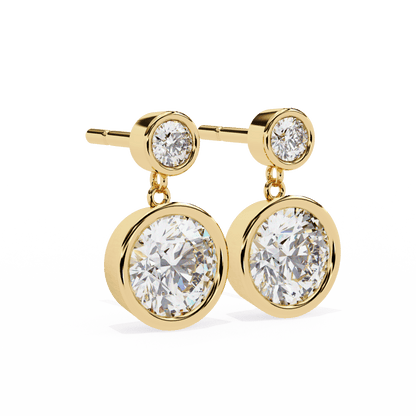 Twin Cased Round Solitaire Earrings