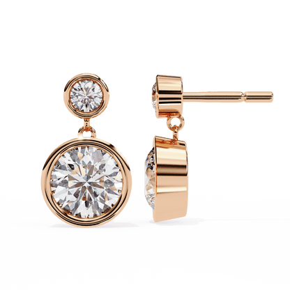 Twin Cased Round Solitaire Earrings