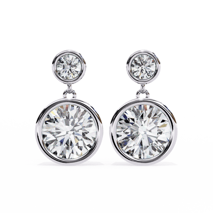 Twin Cased Round Solitaire Earrings