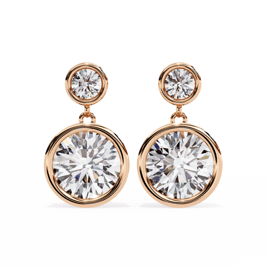 Twin Cased Round Solitaire Earrings