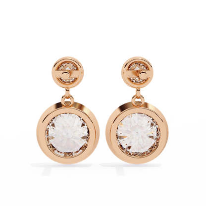 Twin Cased Round Solitaire Earrings