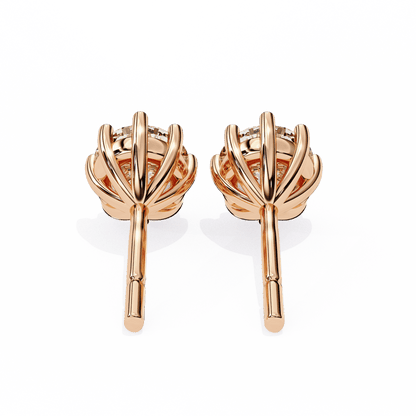 5 Carat each 8 Prong Round Solitaire Earrings