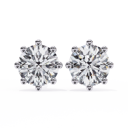 5 Carat each 8 Prong Round Solitaire Earrings
