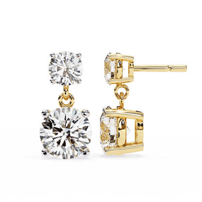 2.89 Carat Dew Drop Round Solitaire Earrings