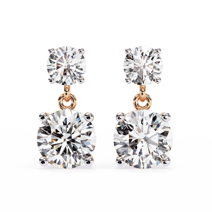 2.89 Carat Dew Drop Round Solitaire Earrings