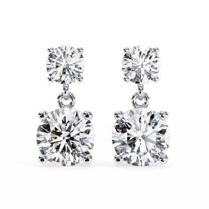2.89 Carat Dew Drop Round Solitaire Earrings