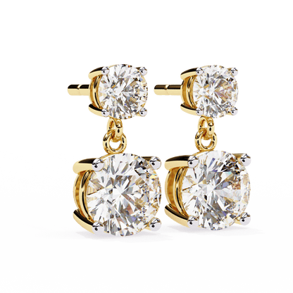 2.89 Carat Dew Drop Round Solitaire Earrings