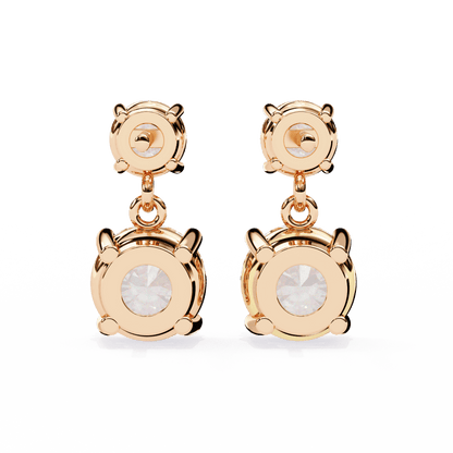 2.89 Carat Dew Drop Round Solitaire Earrings