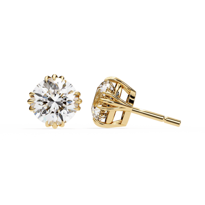 2.01 Carat each Tripple Claw Carat Round Solitaire Earrings